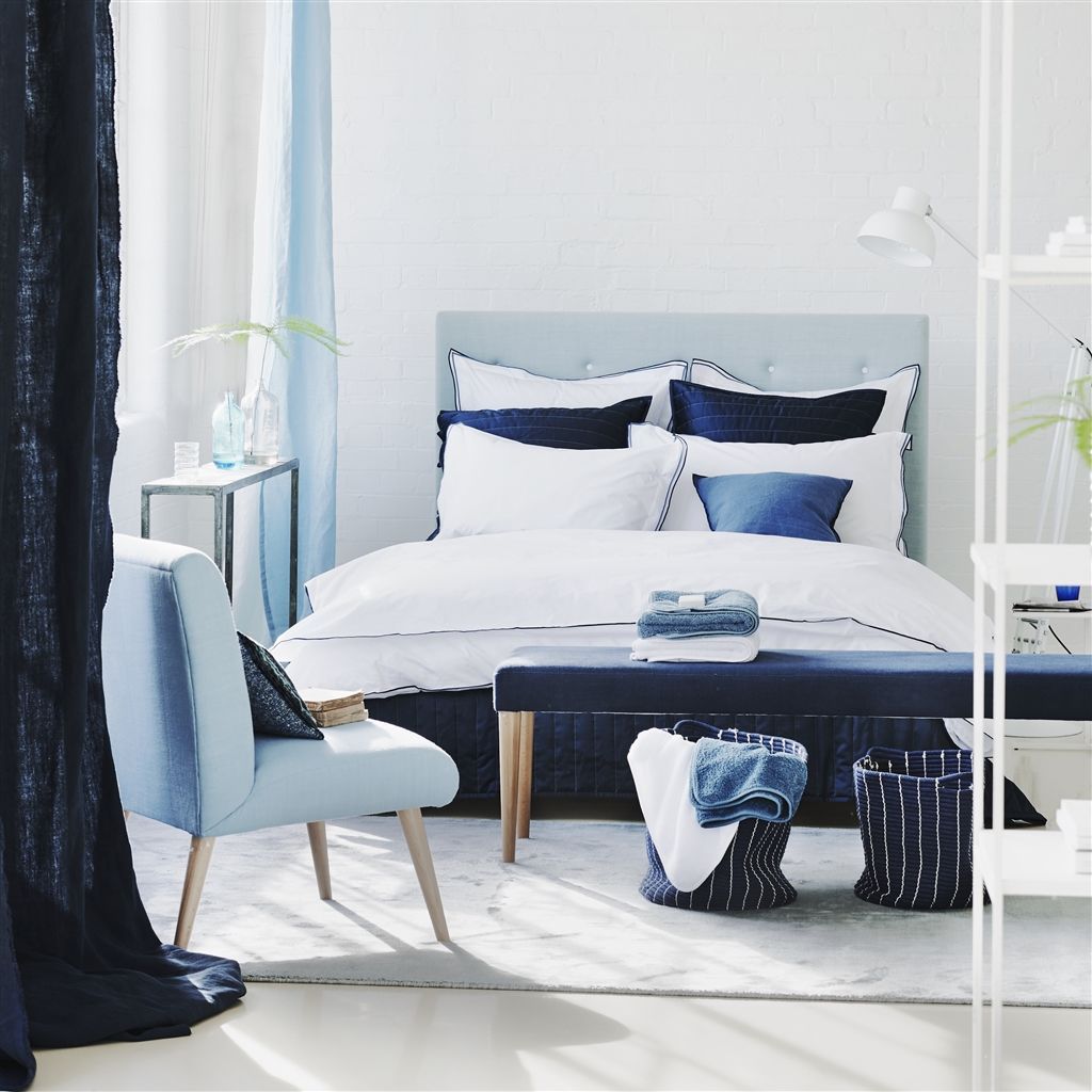 Designers Guild Astor Indigo - White and Blue Bedroom