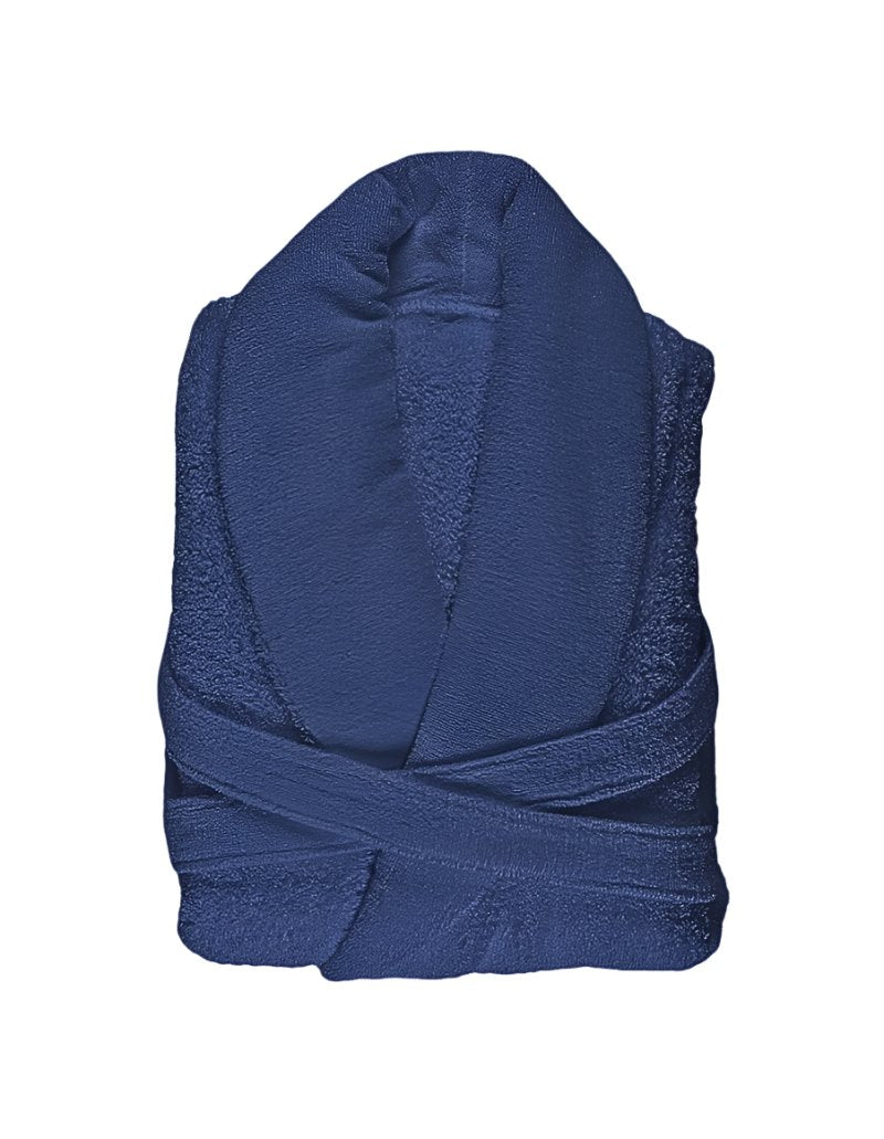 Bathrobe - Super Pile Cadette Blue Robe Color 332 - Abyss Habidecor Giza Terrycloth Cotton
