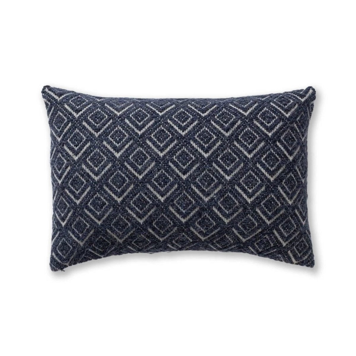 Throw Pillow - Alicia Adams Alpaca Mystic Lumbar Ivory and Blue Pillows - Fig Linens and Home