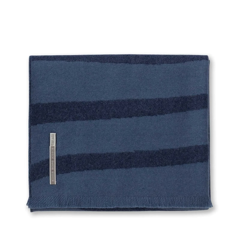Throw Blanket - Alicia Adams Alpaca Zebra Throw in Navy and English Manor Blue