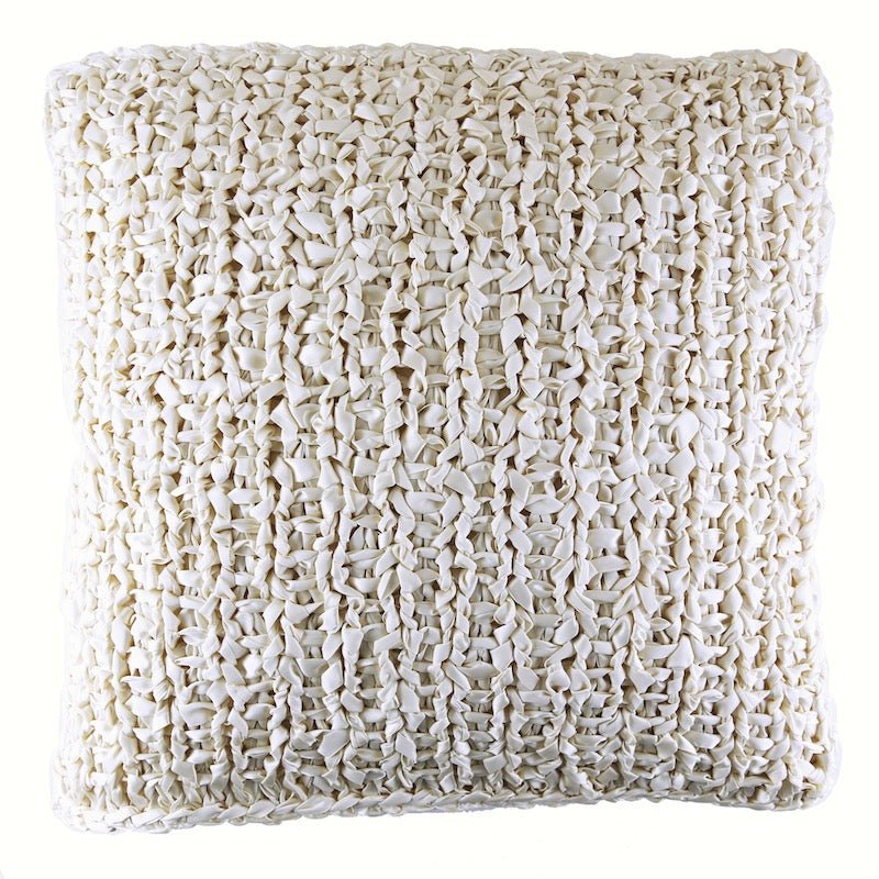 Cream Ribbon Knit Square Pillows by Ann Gish - Fig Linens and Home