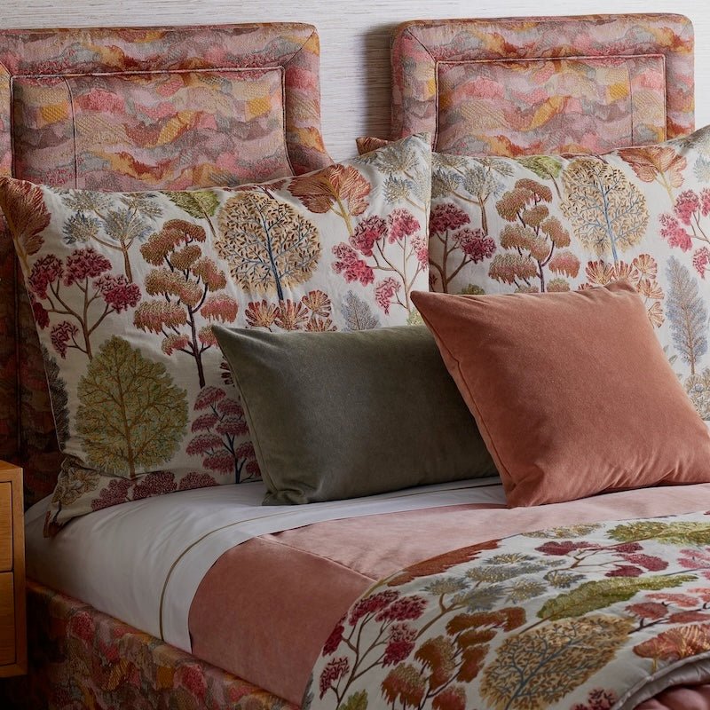 Ann Gish Arcadia Pillows shown with Throw Blanket - Fig Linens and Home