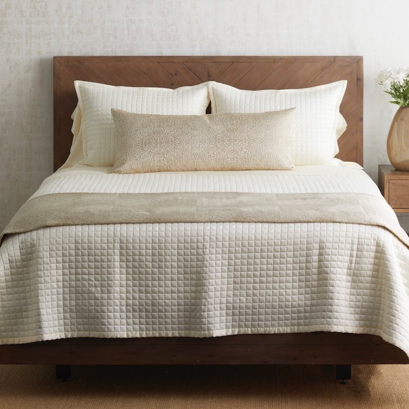Array Bed Finisher Set in Pumice and Gold by Ann Gish | Fig Linens and Home - Bed View