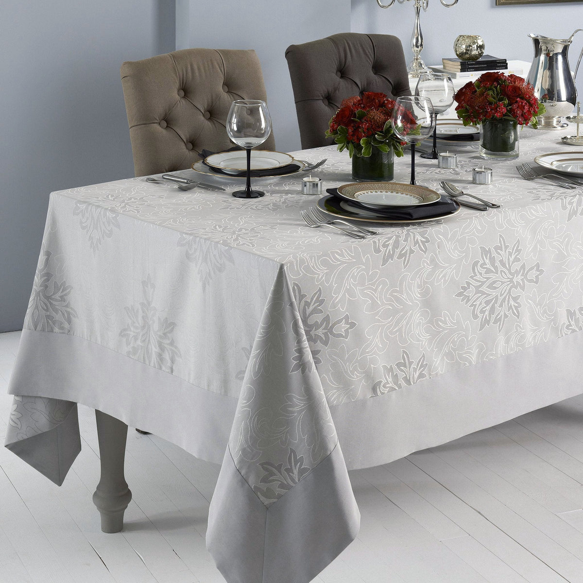 Aspen Gray Tablecloth Lifestyle | Mode Living at Fig Linens and Home