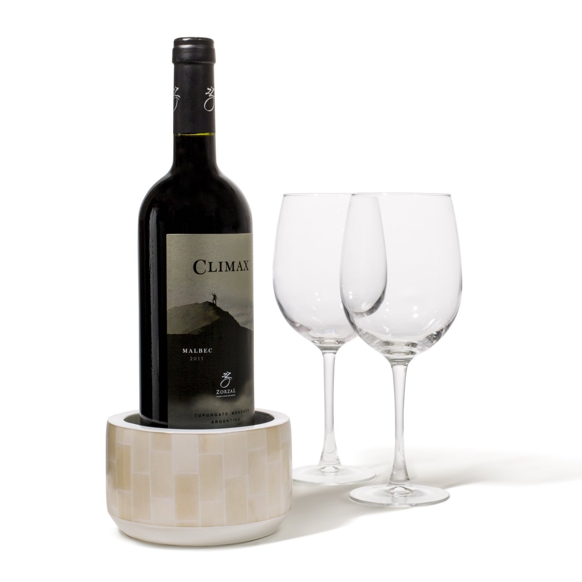 LaDorada Bone Bottle Coaster - 5.1'' x 5.1'' x 3.1'' Bone at FIG LINENS AND HOME - 1