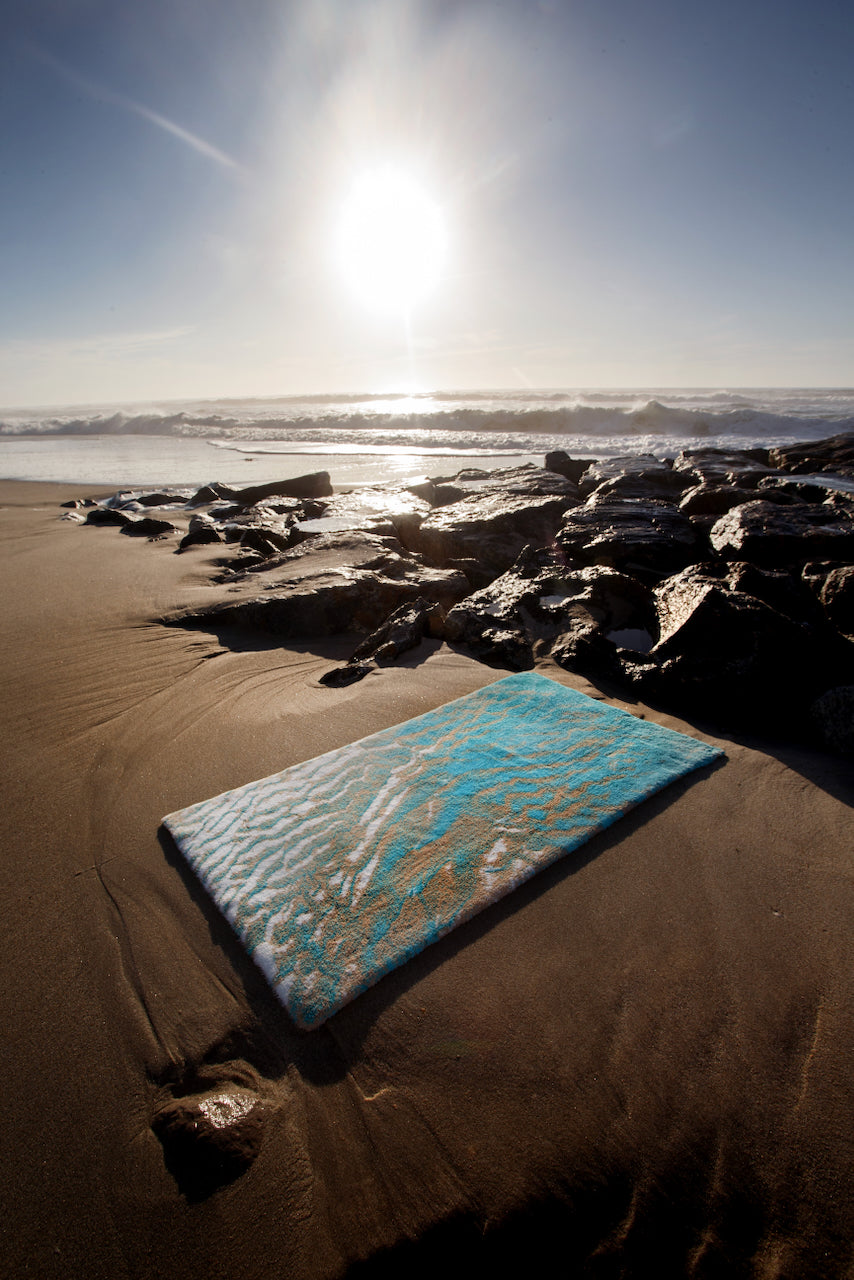Abyss Habidecor Beach Bath Rug Turquoise 370 at Fig Linens and Home - View 3