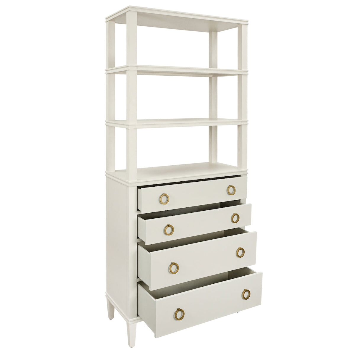 Worlds Away Brooke Antique White Etagere at Fig Linens and Home - Angle Open