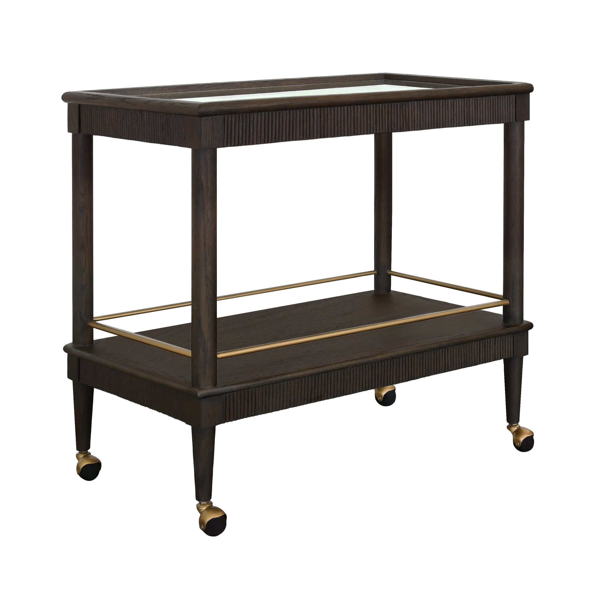Bar Cart Front View - Dublin Espresso Oak Bar Cart by Worlds Away at Fig Linens and Home
