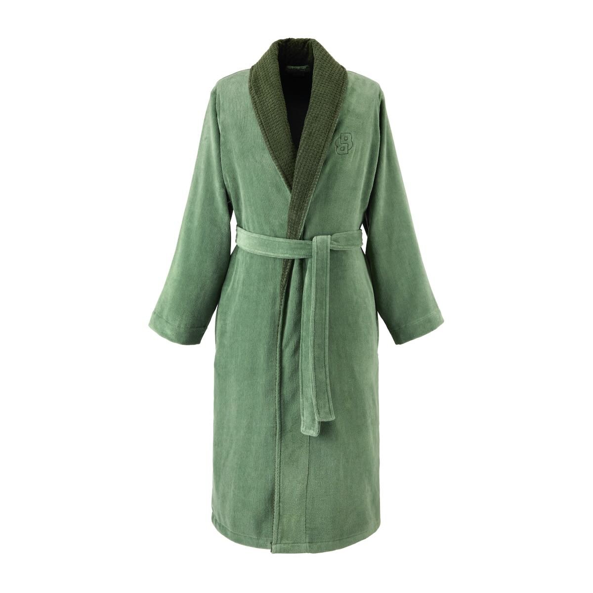 Yves Delorme Hugo Boss Double B Cypres Shawl Collar Bathrobe (Men's) by Yves Delorme - Shawl Collar Bathrobe (Men's) Medium Double B Cypres at FIG LINENS AND HOME - 3