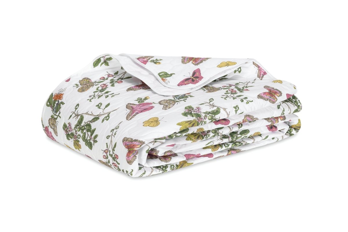 Baudin Butterfly King Quilt 112 x 99 , Piped Scallop Pink | Matouk Schumacher at Fig Linens and Home