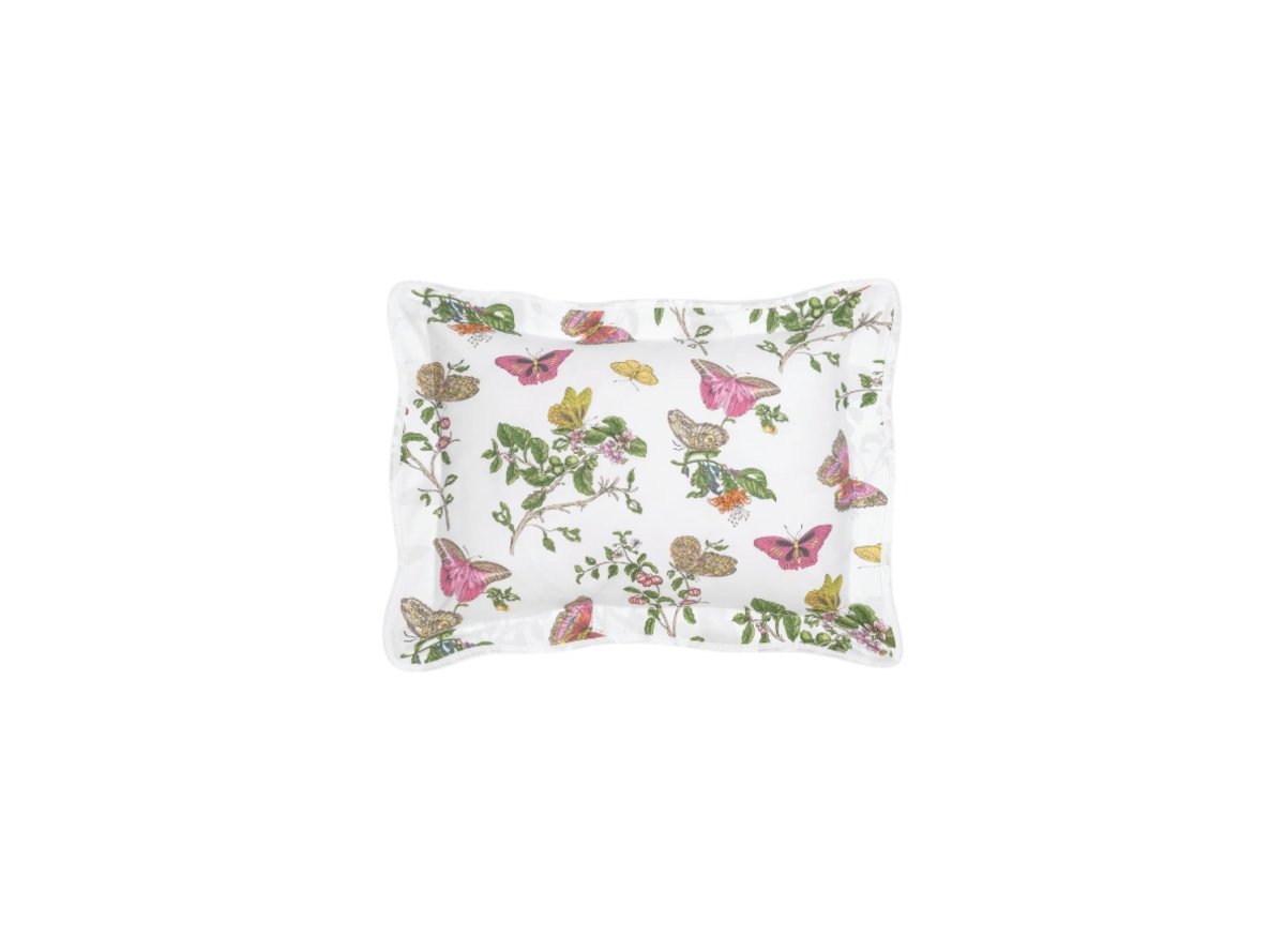 Baudin Butterfly Boudoir Sham 12 x 16, 1" flange Pink | Matouk Schumacher at Fig Linens and Home