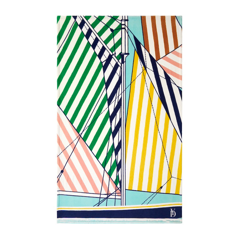 Yves Delorme Beach Towel in Regates Sailing Pattern - Fig Linens and Home