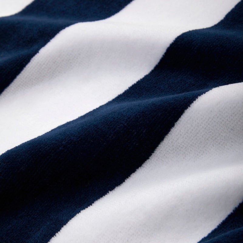 Detail of Yves Delorme Tribord Beach Towel in Navy Blue and White