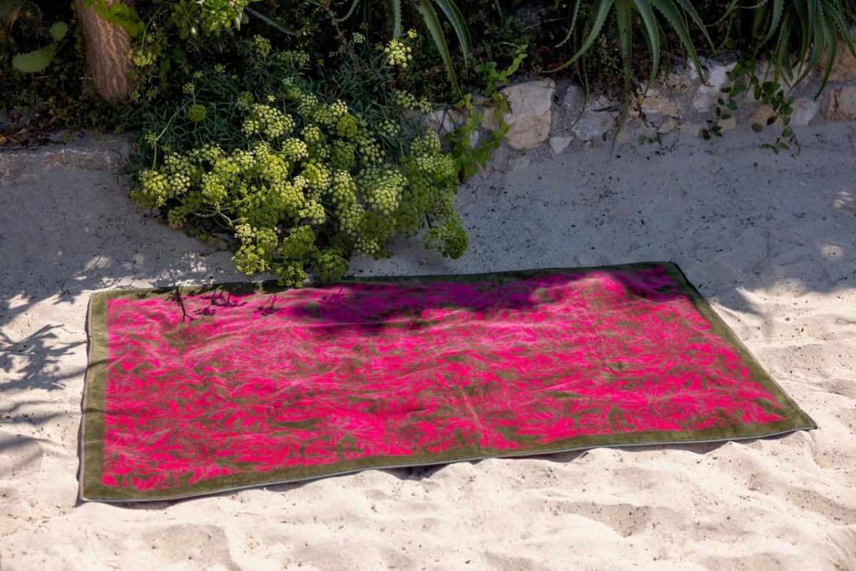 Beach Towel - Sao Fuchsia Yves Delorme Organic Cotton Pool or Beach Towel 2