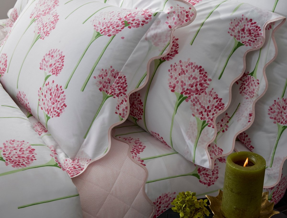Charlotte Peony Pink Bedding Detail - Matouk LULU DK at Fig Linens and Home