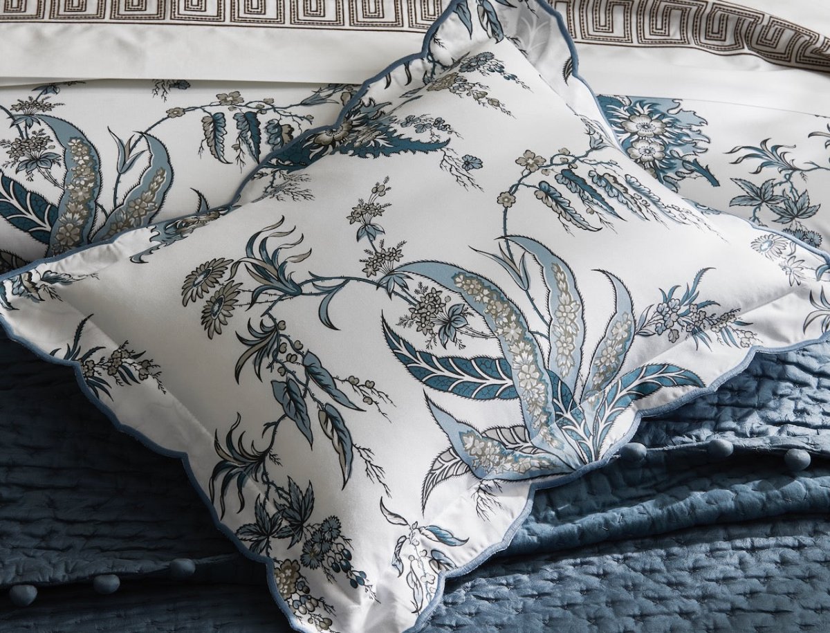 Boudoir Pillow Detail - Matouk Schumacher Apolline Mediterranean Bedding at Fig Linens and Home