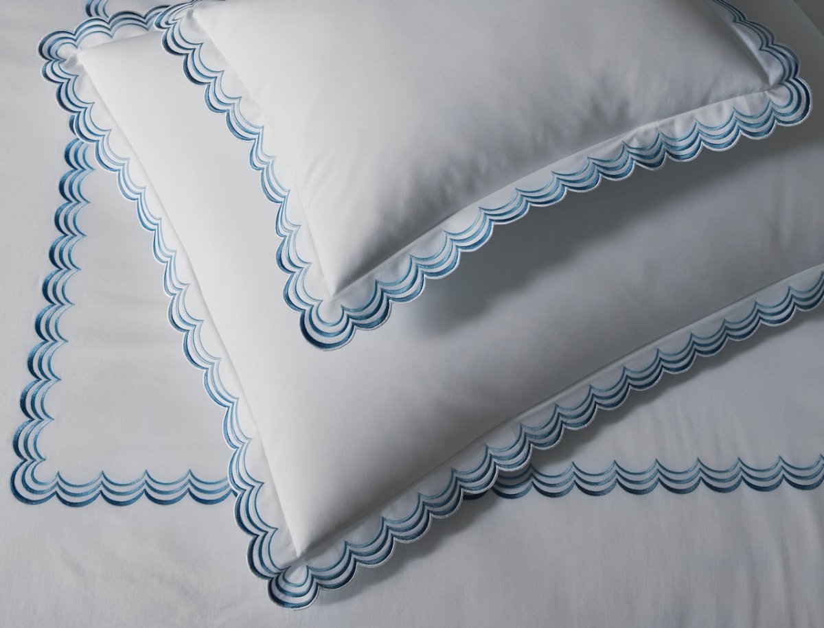 Matouk Bedding - Stella Scallop Percale Duvets, Sheets, Shams and Pillowcases at Fig Linens and Home
