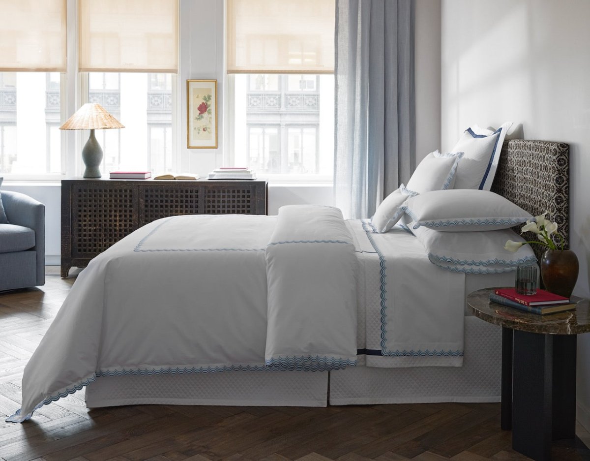 Matouk Stella Percale Scallop Bedding at Fig Linens and Home