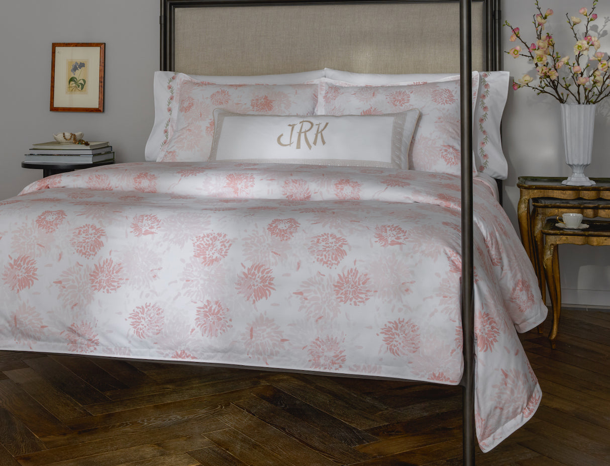 Chrysanthemum Blush Bedding by Matouk x Tillett at Fig Linens and Home - Lifestyle 1