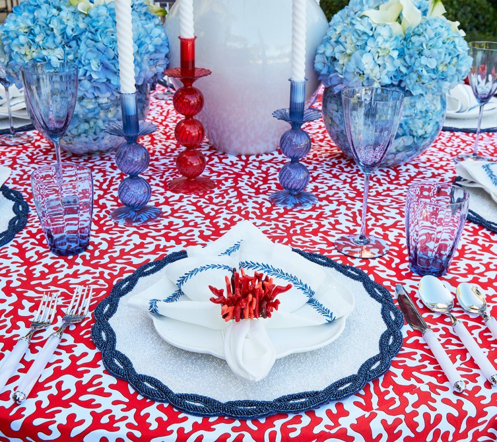 Bella Cadet Blue Short Candlesticks - Kim Seybert Glass Candle Holders 1