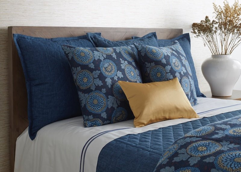 Top Blossom Throw Blue by Ann Gish at Fig Linens and Home - Met Collection
