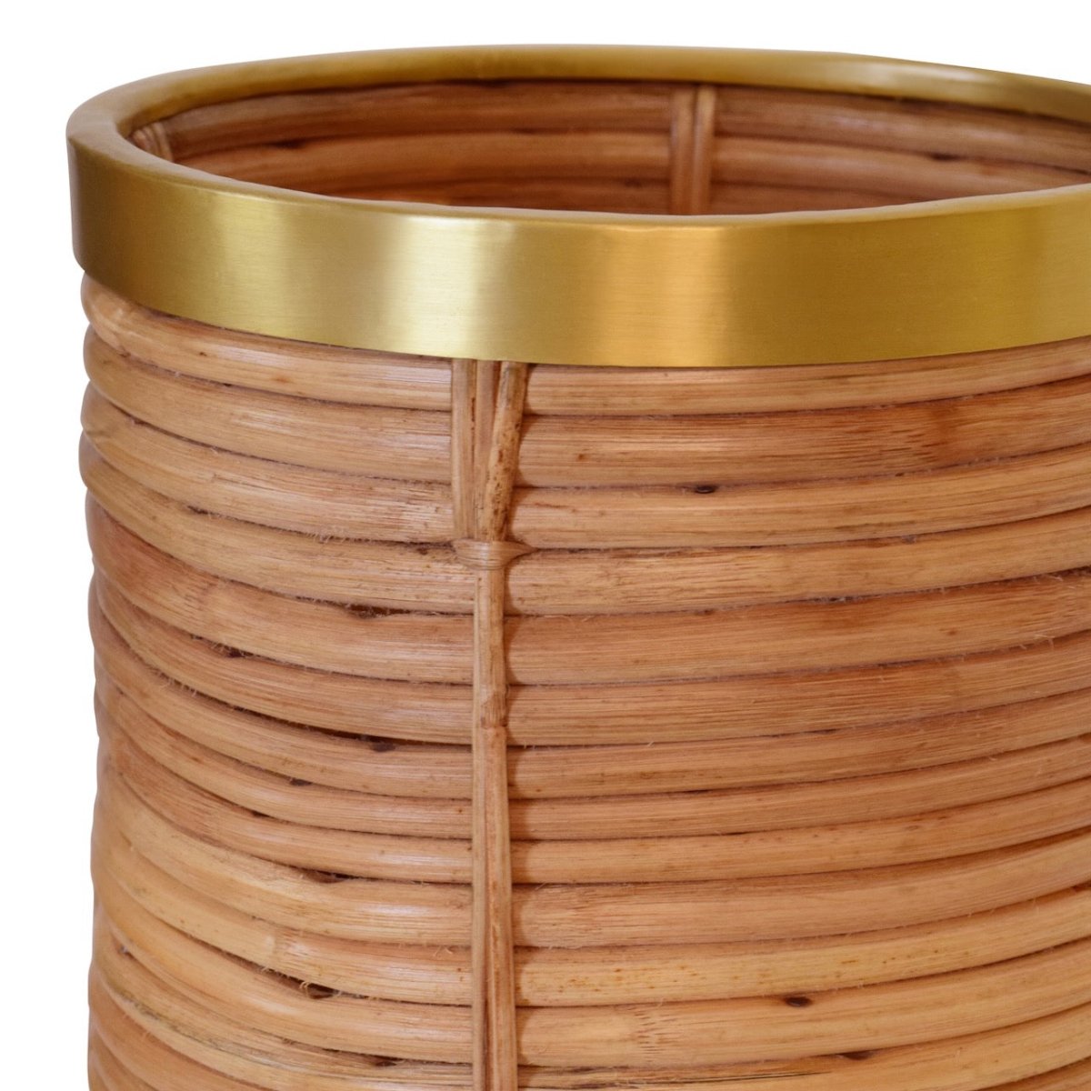 Brim Rattan Wastebasket Detail View by Worlds Away at Fig Linens and Home