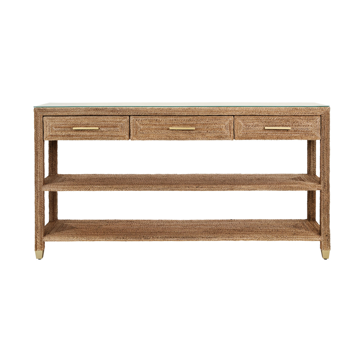 Cassie Natural Rope Console Table by Worlds Away | Coastal Furniture at Fig Linens and Home - Front
