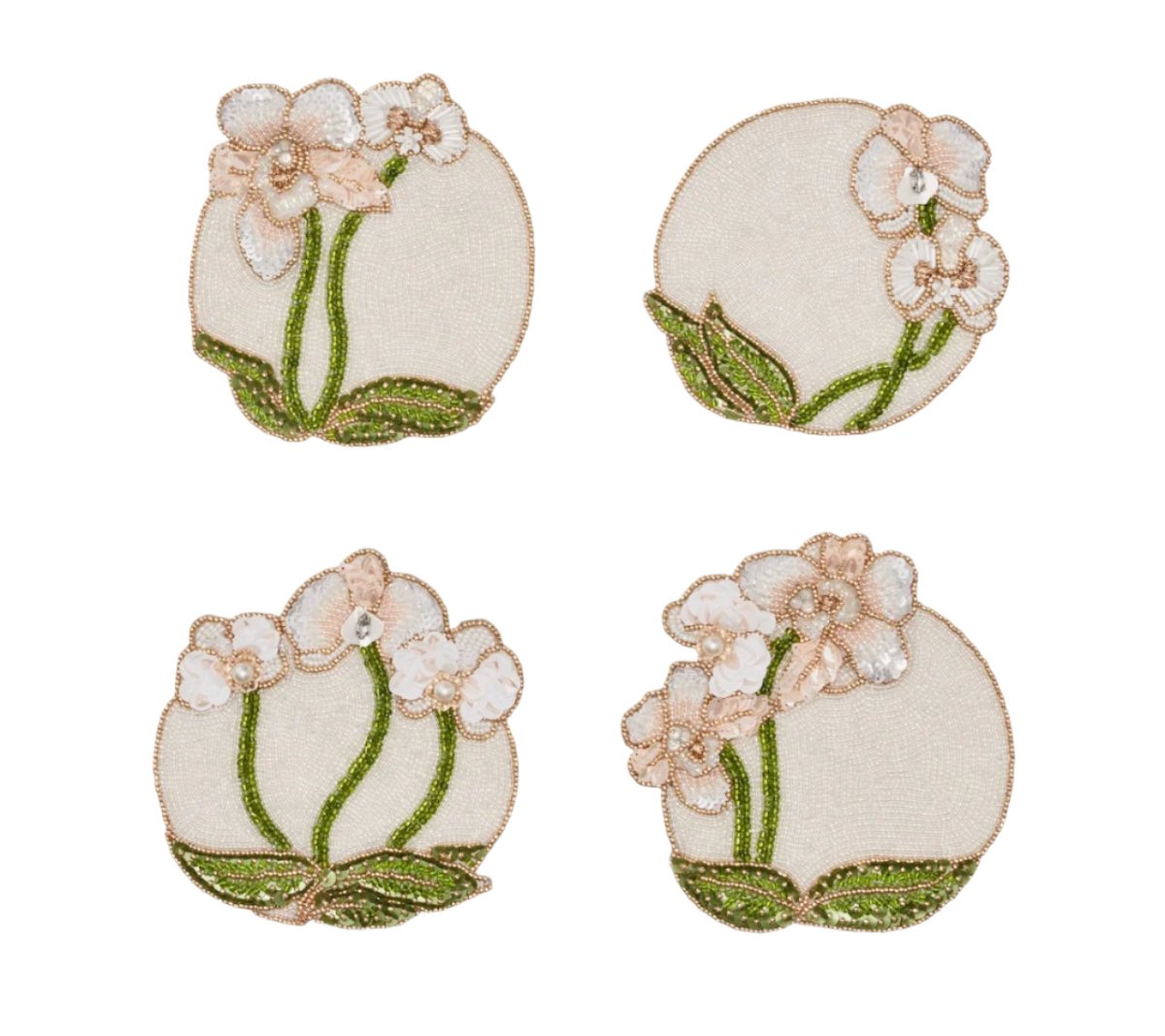 Kim Seybert Orchid Coasters in Multi, Set of 4 in a Gift Bag by Kim Seybert - Multi 5.5"L x 5.5"W x 0.25"H at FIG LINENS AND HOME - 1