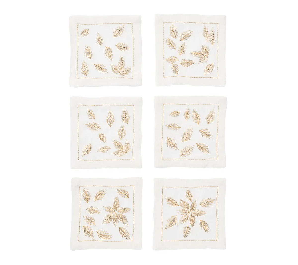 Gilded Breeze White/Gold/Silver Cocktail Napkin | Kim Seybert at Fig Linens and Home