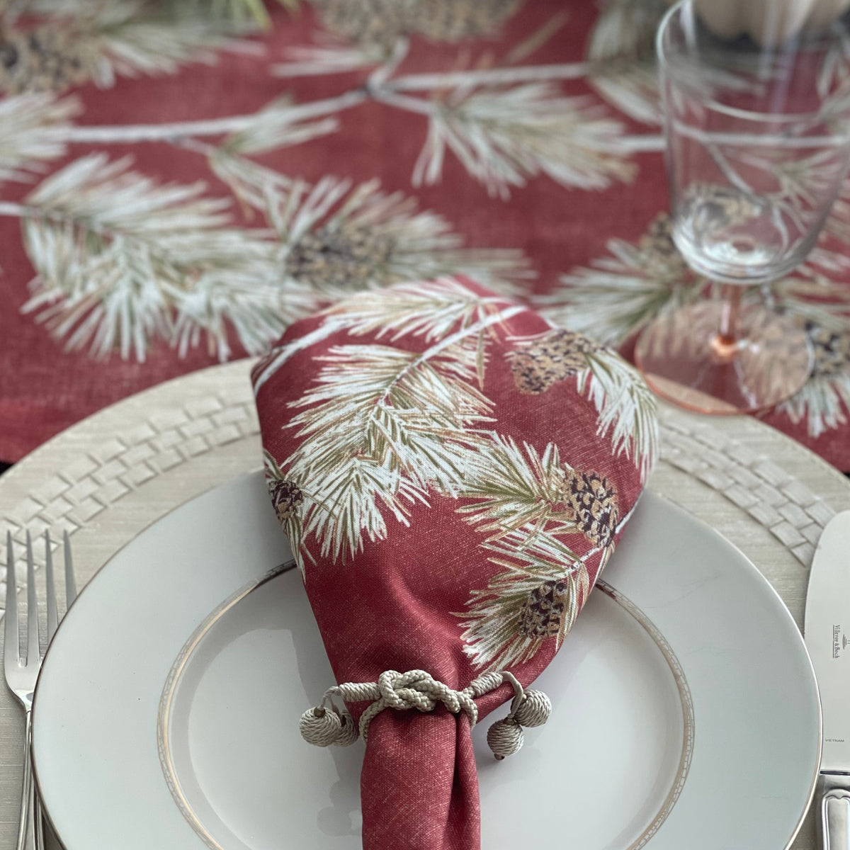 Cambridge Burnt Orange Napkin Detail 2 | Mode Living at Fig Linens and Home