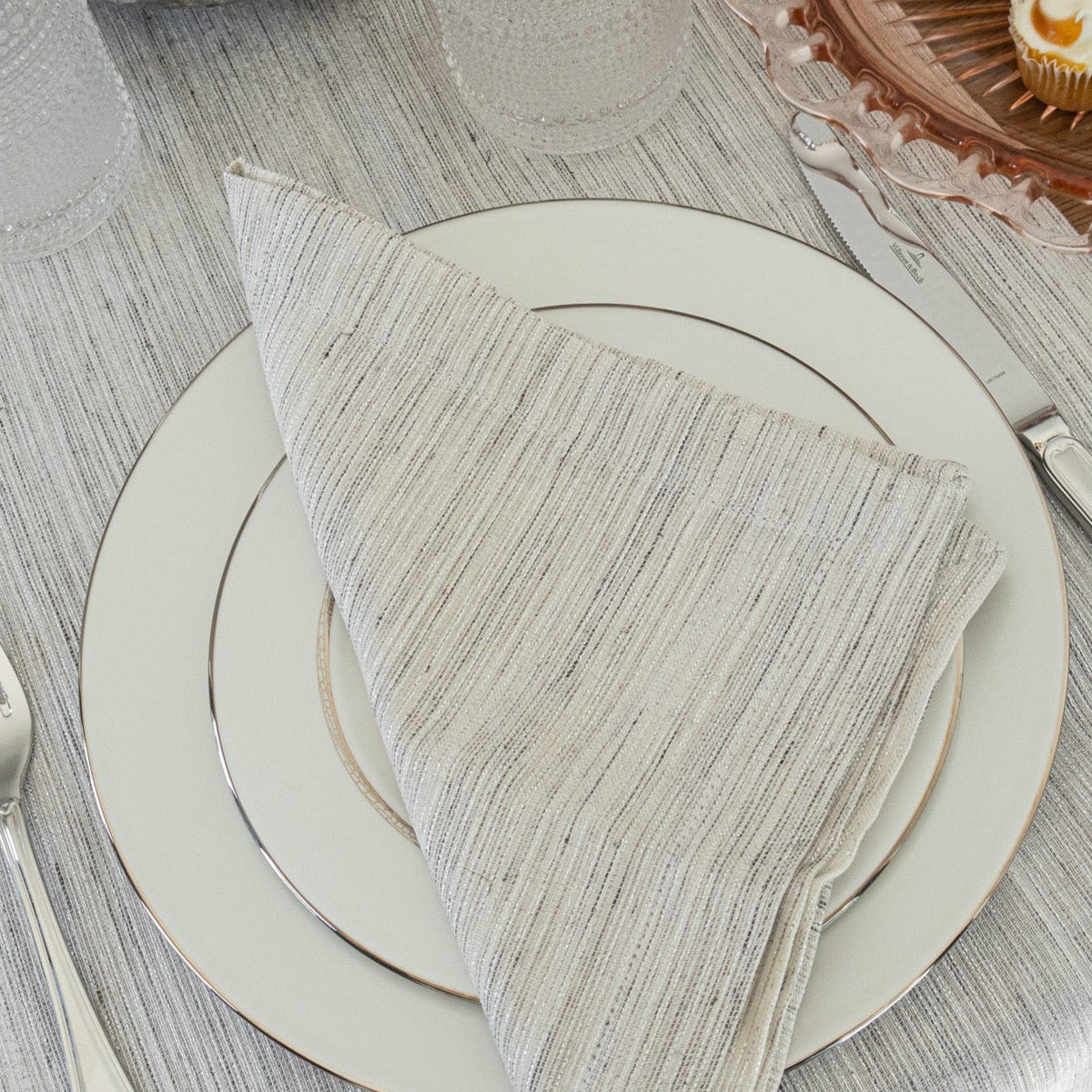 Chamonix Silver Napkin Detail 2 | Mode Living at Fig Linens and Home