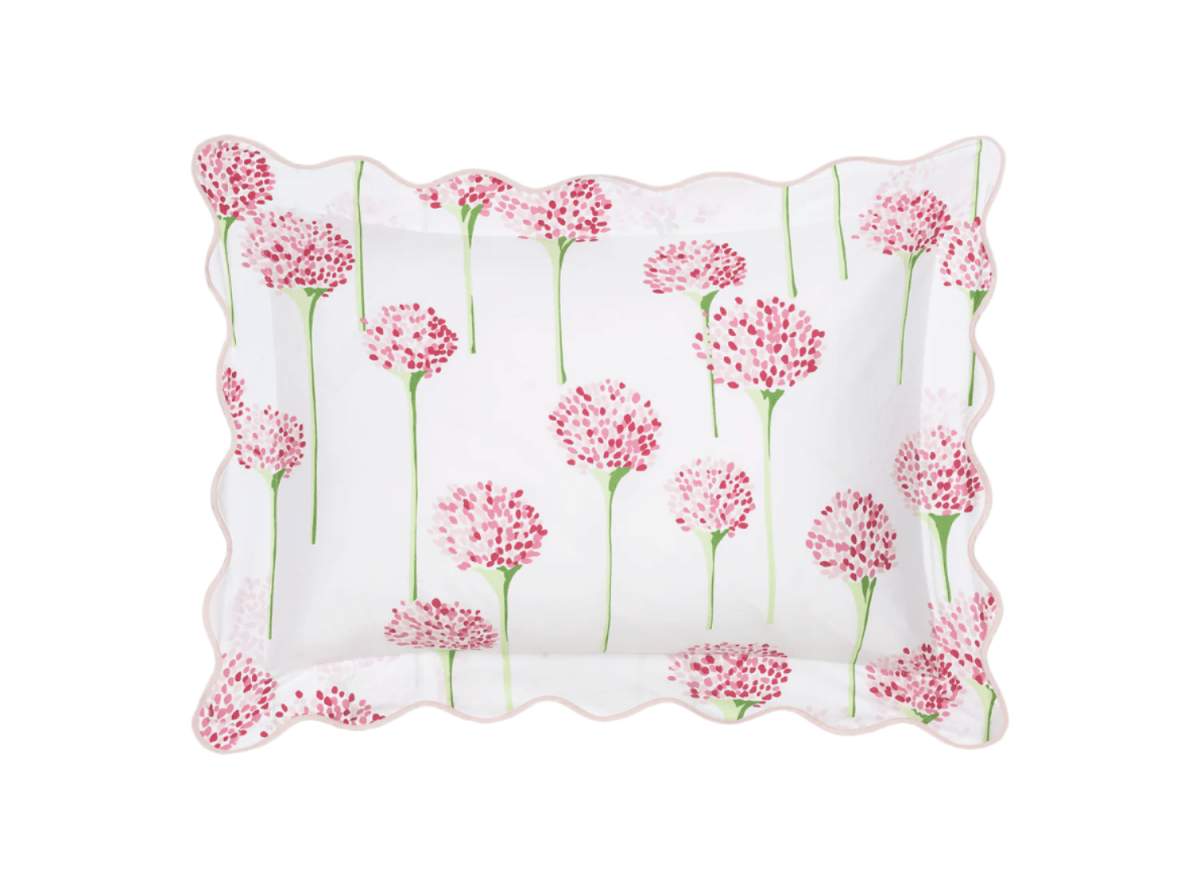 Matouk Charlotte King Sham 21 x 36, 3" flange Peony Pink at Fig Linens and Home - LU26