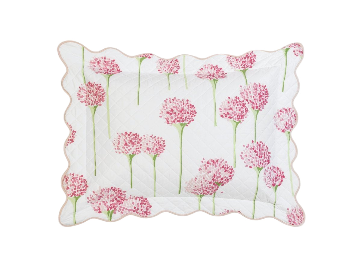 Matouk Charlotte Quilted Standard Sham 21 x 27, 3" flange Peony Pink at Fig Linens and Home - LU26