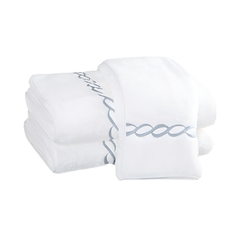 Matouk Classic Chain Silver Towels - Fig Linens and Home