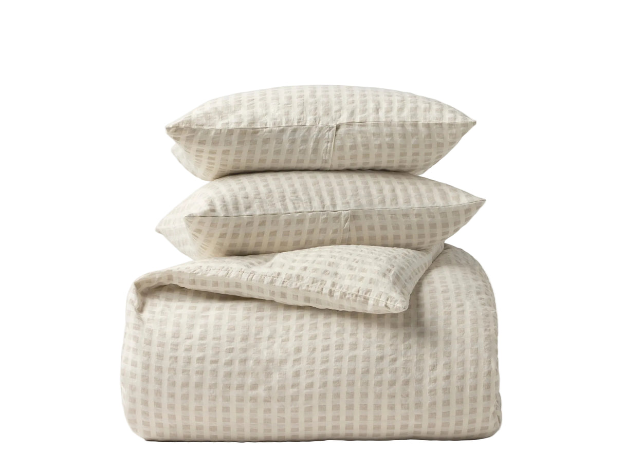 Duvet and Shams Stack - Coyuchi Birch Undyed Organic Bedding at Fig Linens and Home