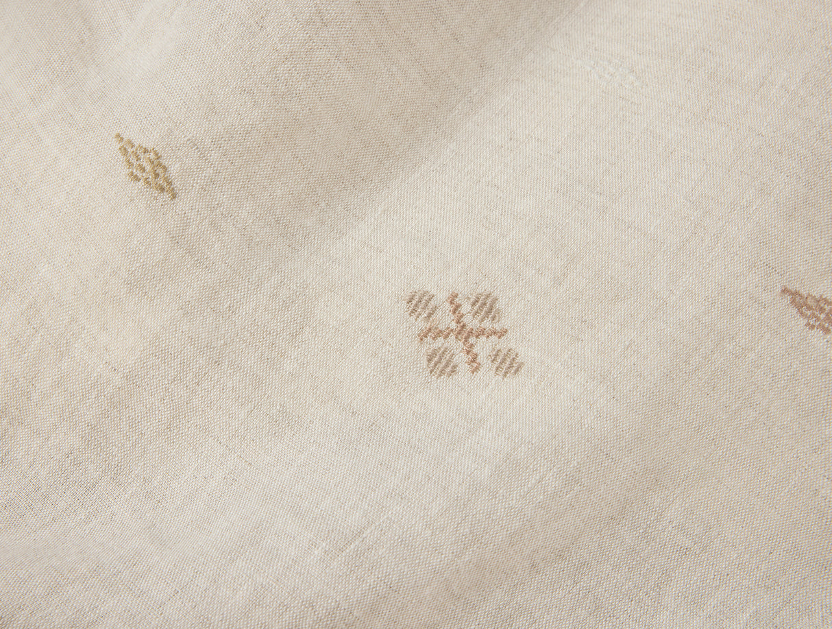 Fabric Detail - Coyuchi Cambria Embroidered Organic Linen Natural Chambray at Fig Linens and Home 1