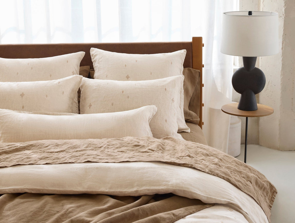 Coyuchi Cambria Embroidered Organic Linen Natural Chambray Bedding at Fig Linens and Home 3
