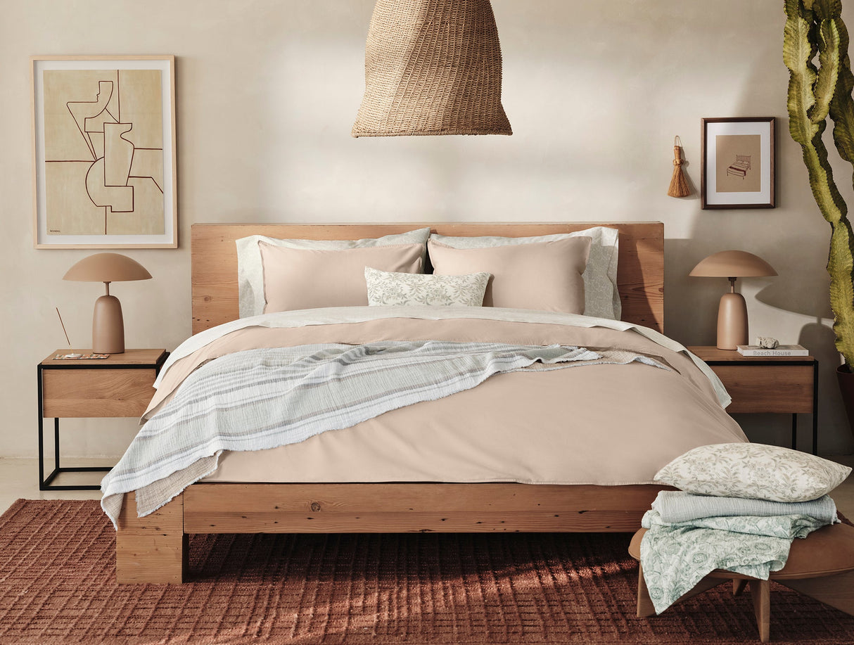 Coyuchi Topanga Sunset Stripe Organic Matelasse Blankets | Lifestyle at Fig Linens and Home