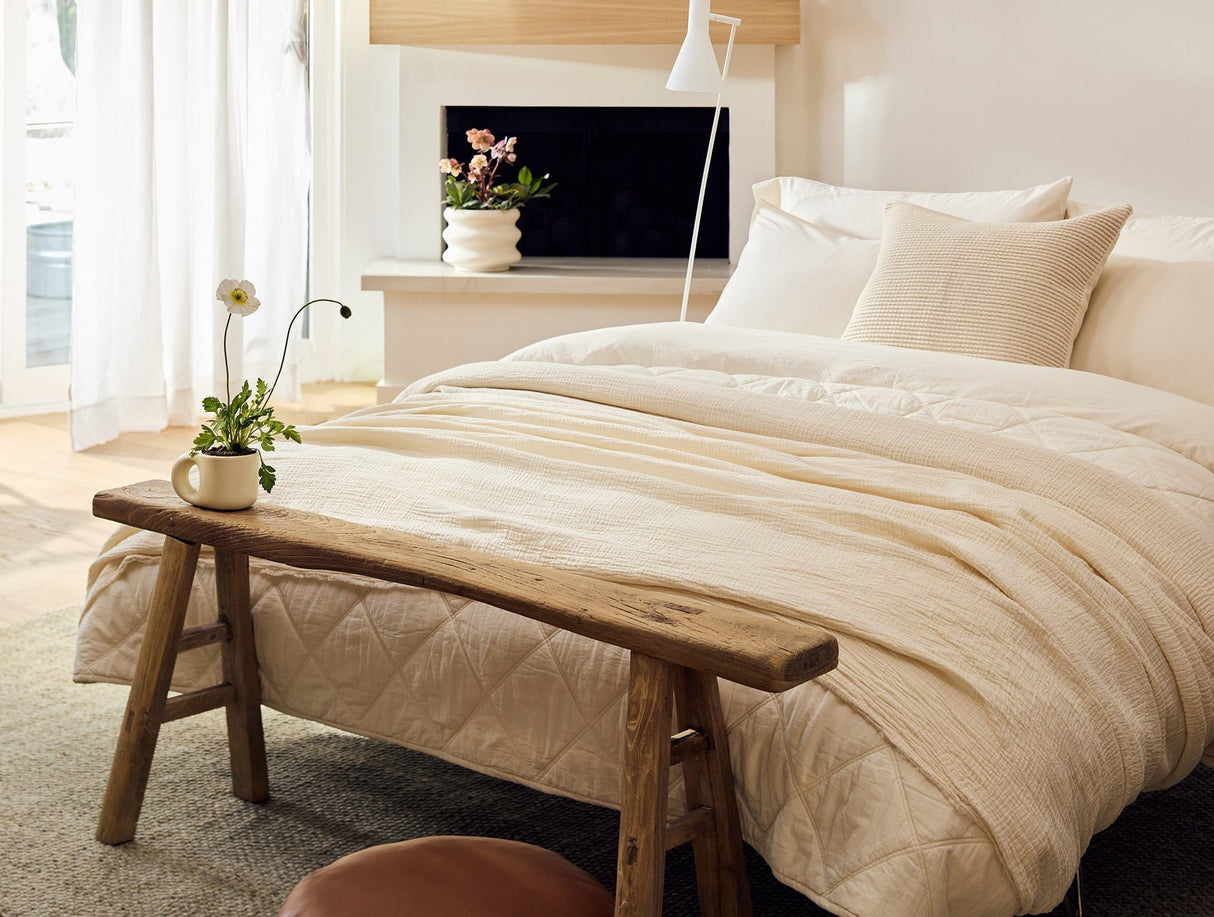 Coyuchi Topanga Undyed Organic Matelasse Featherweight Coverlet | Lifestyle at Fig Linens and Home