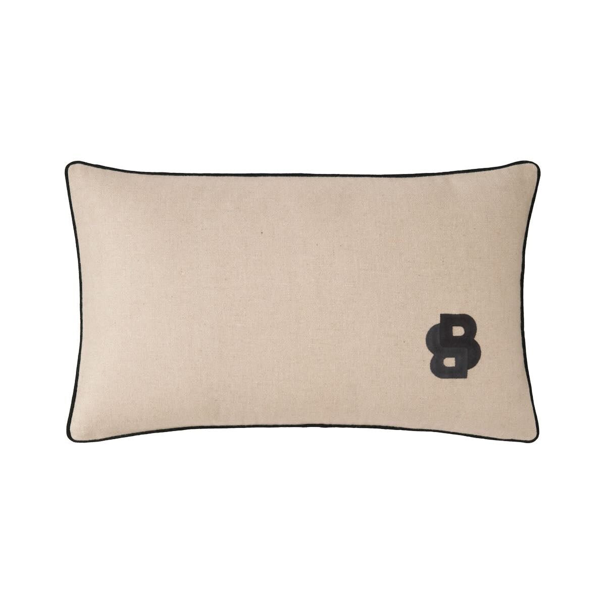 Yves Delorme Hugo Boss Double B Natural Decorative Pillow by Yves Delorme - Decorative Pillow 13 x 22 Double B Natural at FIG LINENS AND HOME - 3