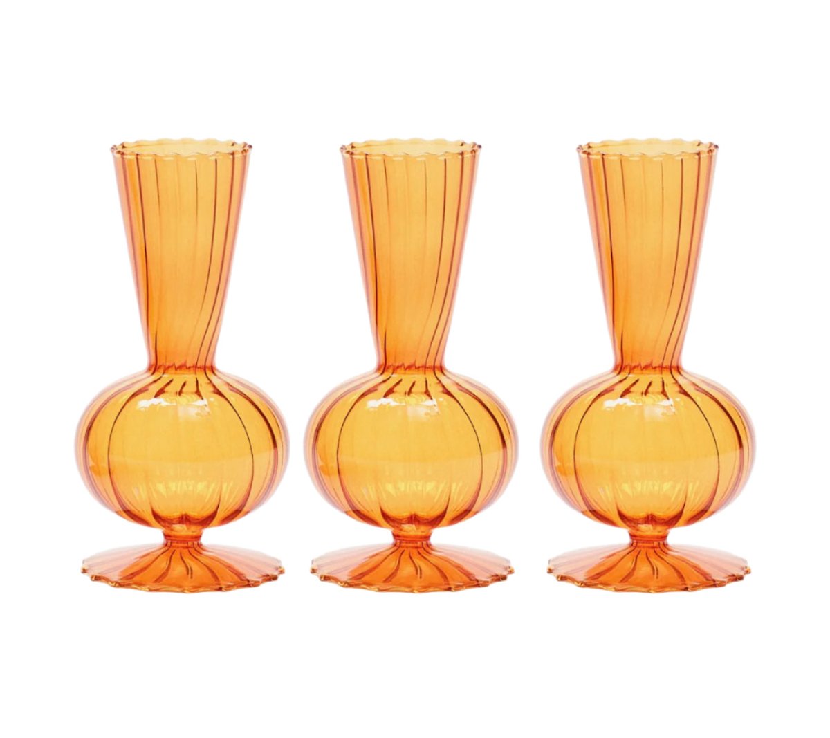 Kim Seybert BUD VASE: TESS S3 - Amber Glass Bud Vases Set at Fig Linens and Home 1