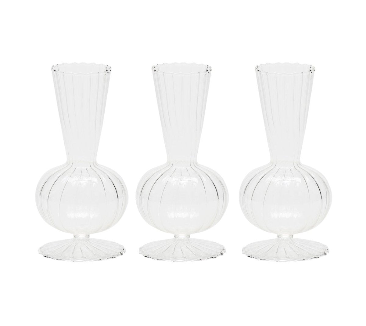 Kim Seybert BUD VASE: TESS S3 - Clear Glass Bud Vases Set at Fig Linens and Home 1