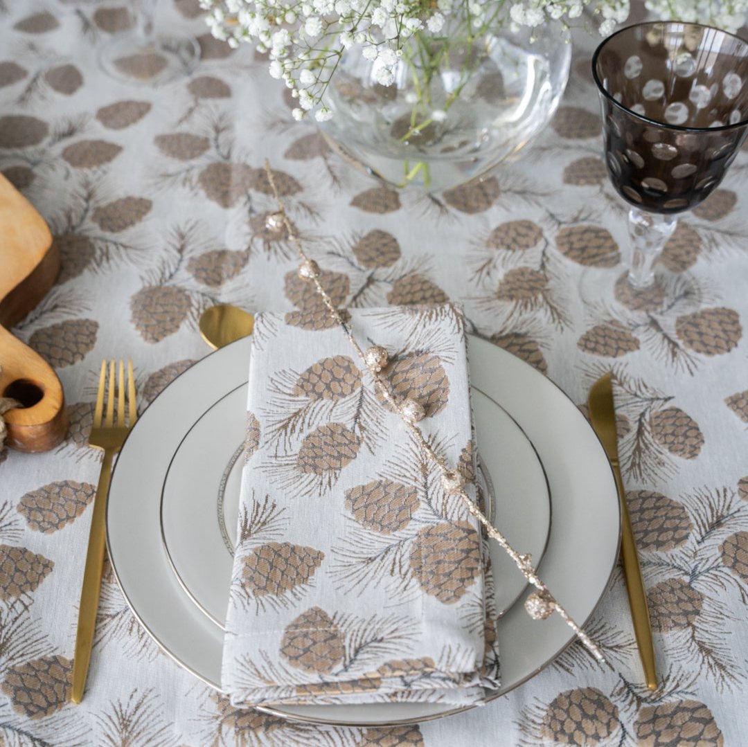 Verbier Bronze Tablecloth Detail 2 | Mode Living at Fig Linens and Home