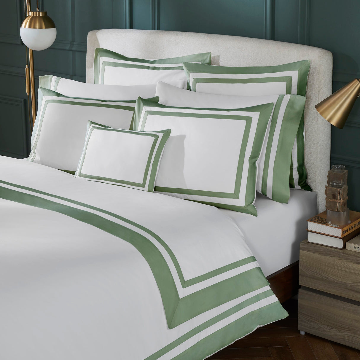 Orchids Lux Stella Organic Duvet Cover - Twin - Olive at Fig Linens and Home 14