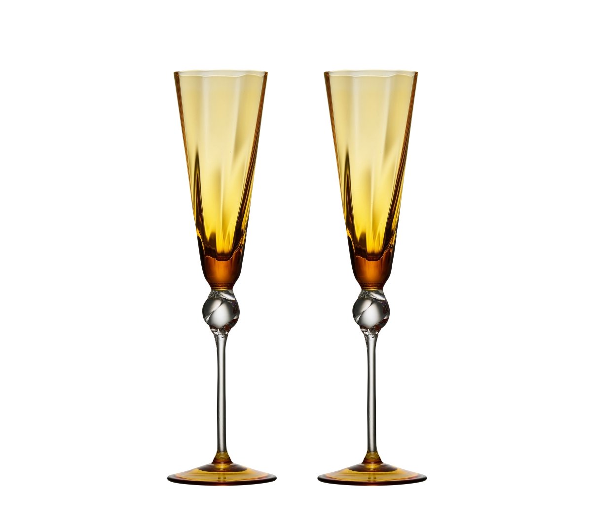 Daphne Flute in Amber, Set of 2 in a Gift Box by Kim Seybert at Fig Linens and Home