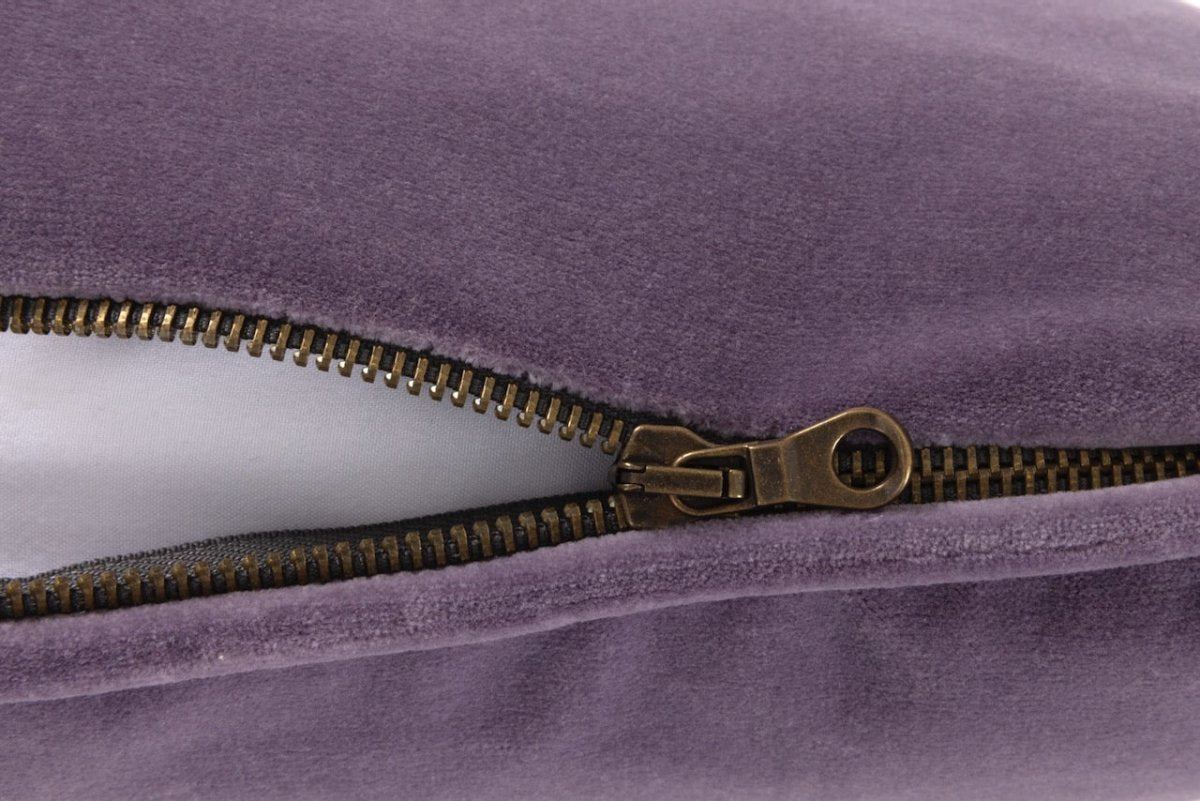 Zipper Closure of Throw Pillow in Iris Purple - Yves Delorme Divan at Fig Linens and Home Westport