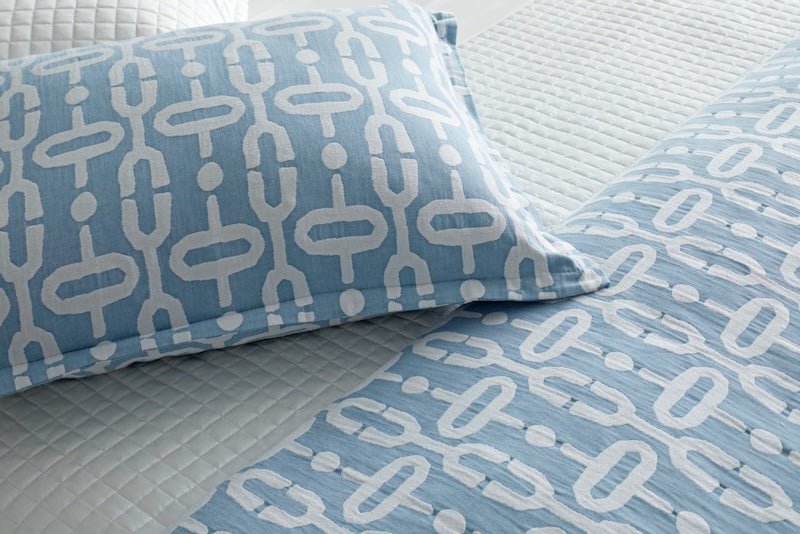 Close up view - Doorknocker Duvet Set Blue by Ann Gish at Fig Linens and Home | Art of Home