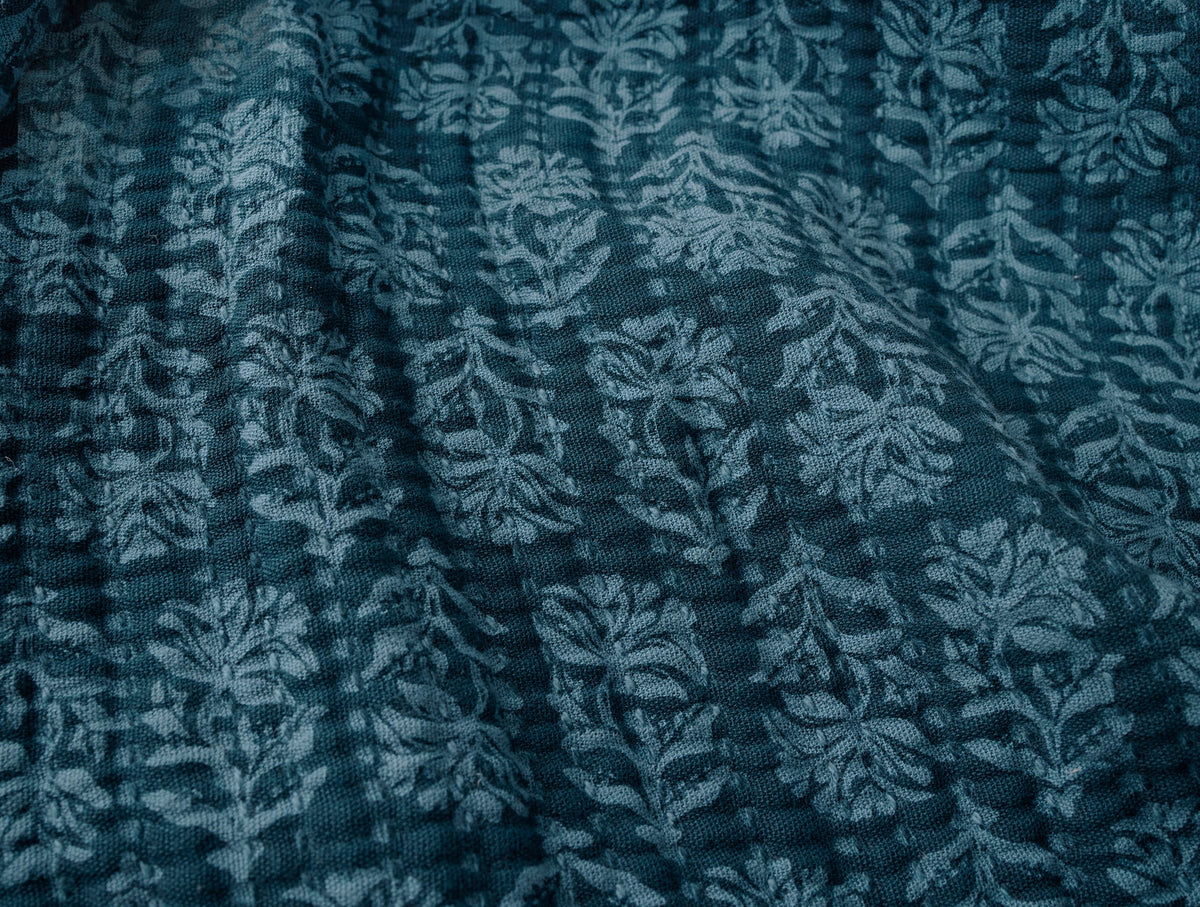 Mirada Organic Matelasse Cerulean Chrysanthemum Coverlet 2 | Coyuchi at Fig Linens and Home