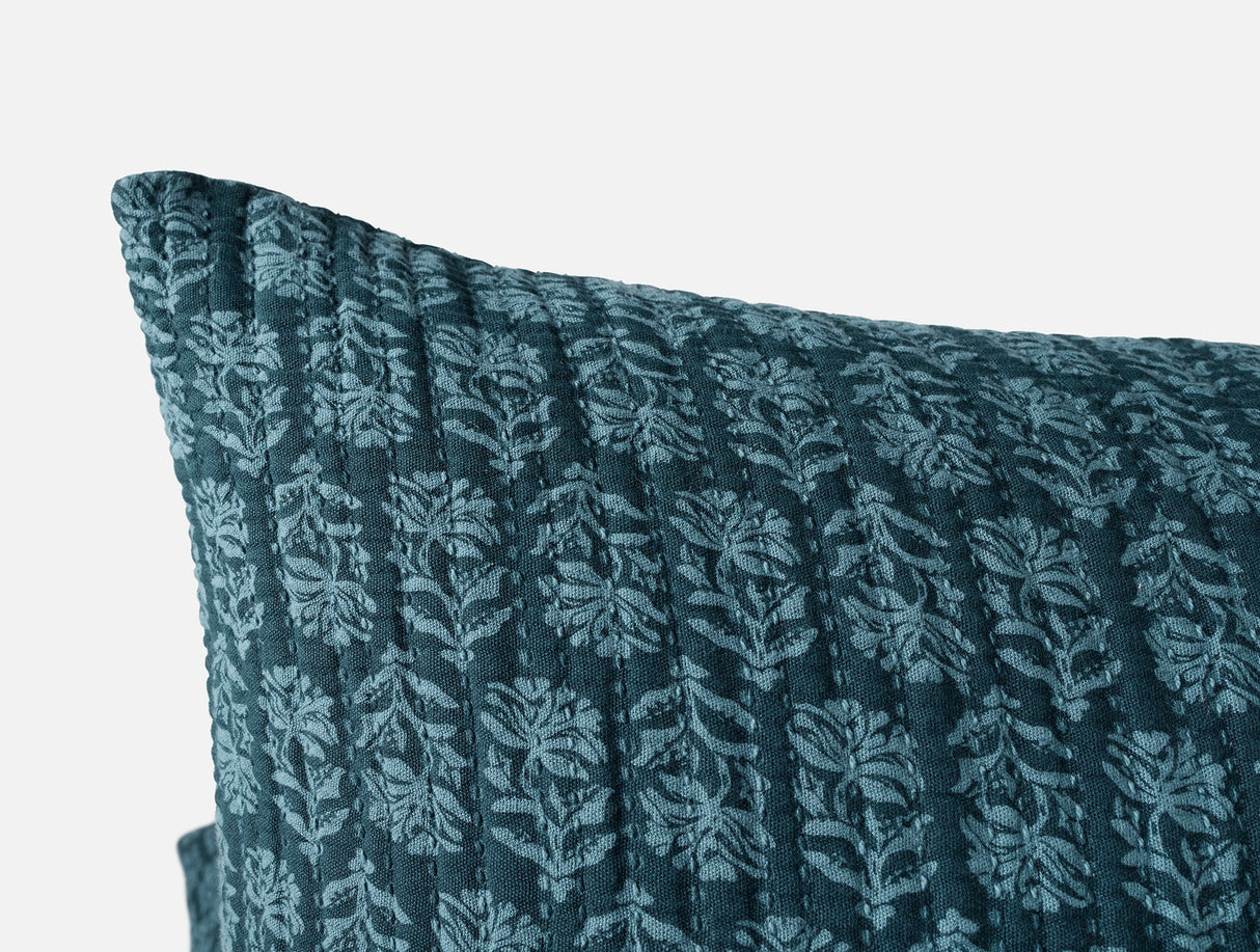 Mirada Organic Matelasse Cerulean Chrysanthemum Euro Sham 2 | Coyuchi at Fig Linens and Home