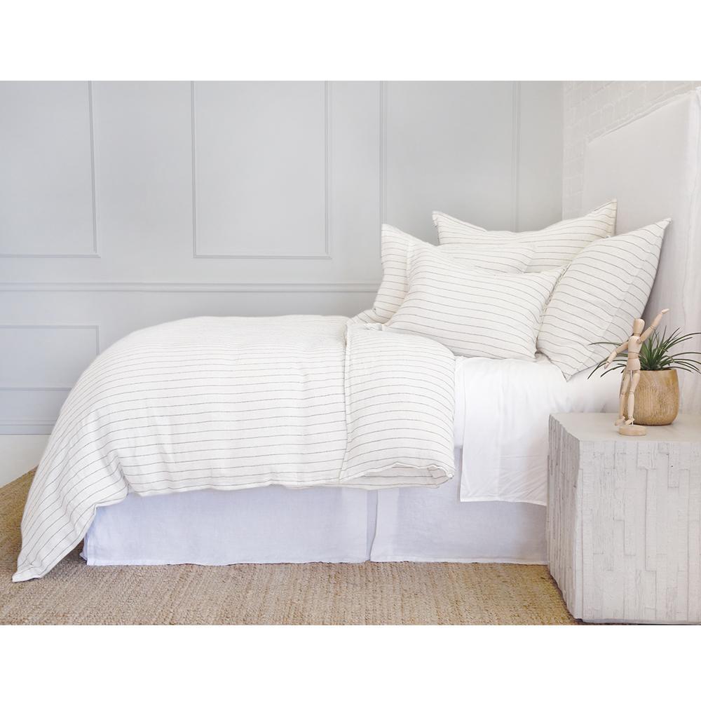 Fig Linens - Pom Pom at Home - Blake Cream and Grey Duvet Bedding collection